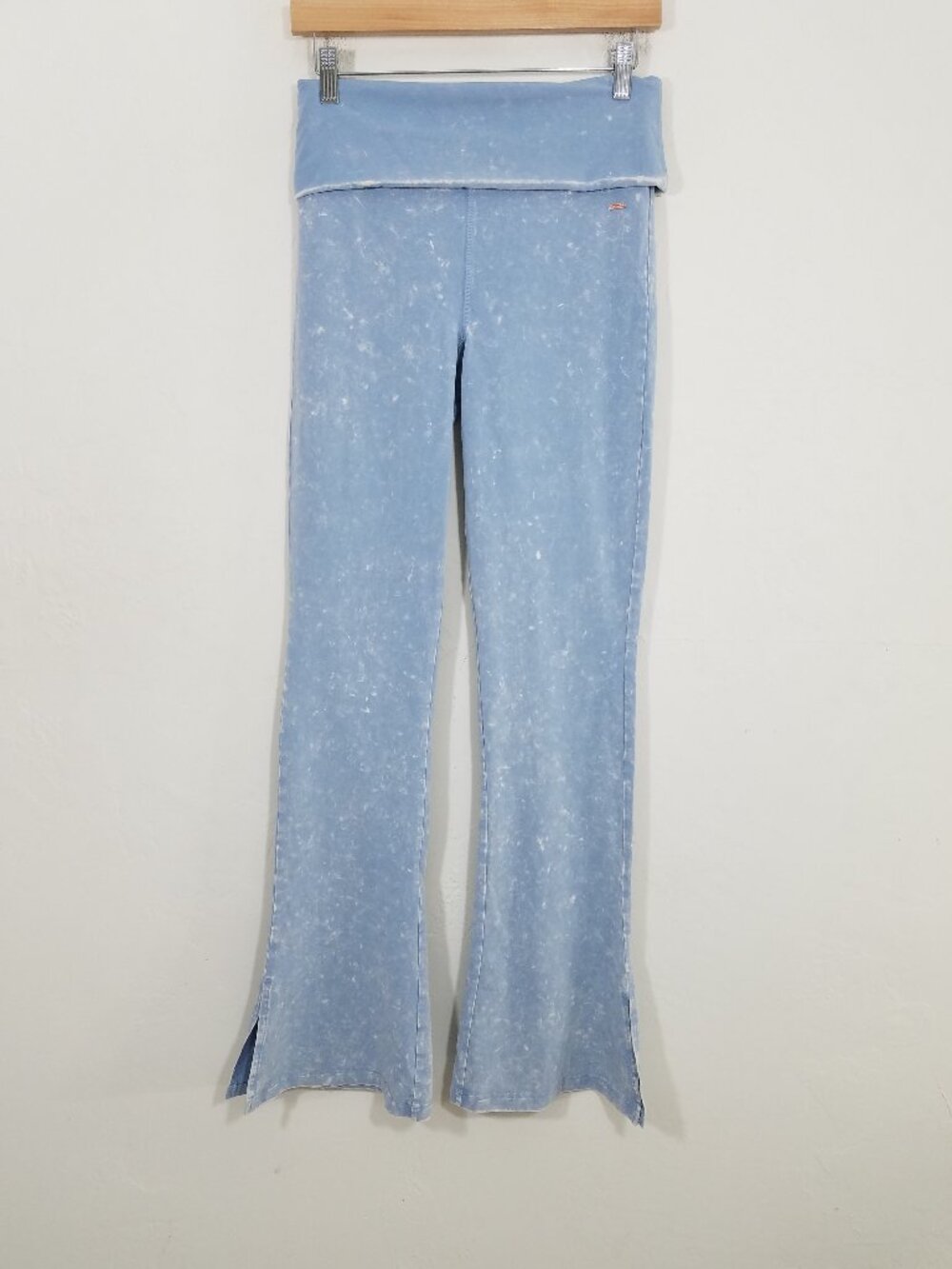 PINK Victoria's Secret Tie Dye Fold Over Yoga Pants Blue Size M